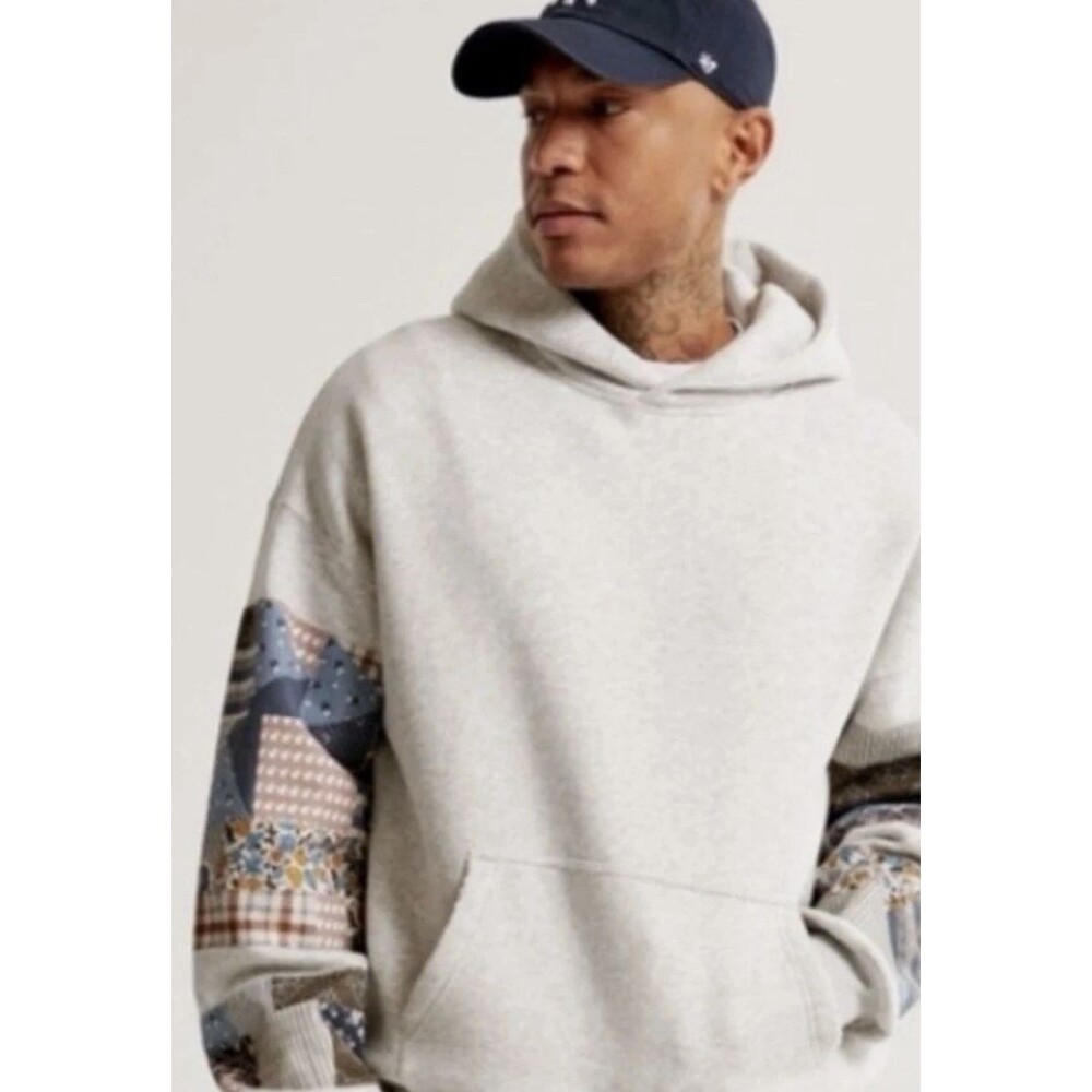 Abercrombie & Fitch Soft A&F Fleece Essentials Patchwork Hoodie Sweatshirt - S